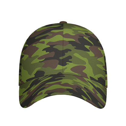 Dark Green And Black Camouflage Print Baseball Cap