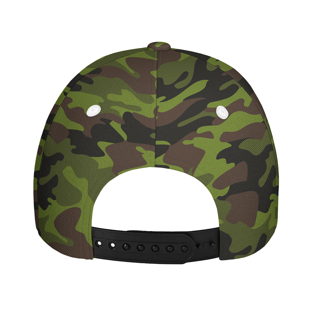 Dark Green And Black Camouflage Print Baseball Cap
