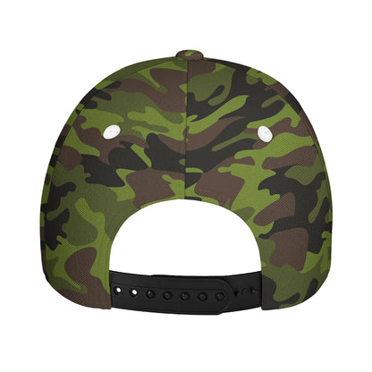 Dark Green And Black Camouflage Print Baseball Cap