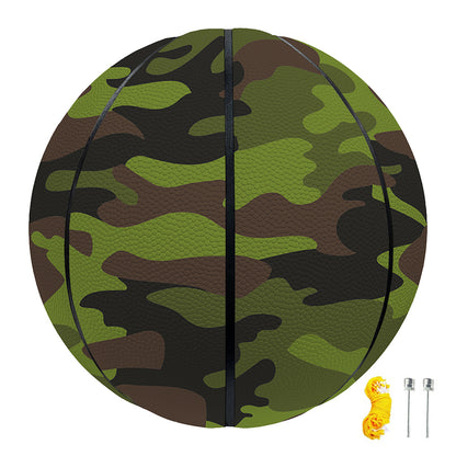 Dark Green And Black Camouflage Print Basketball