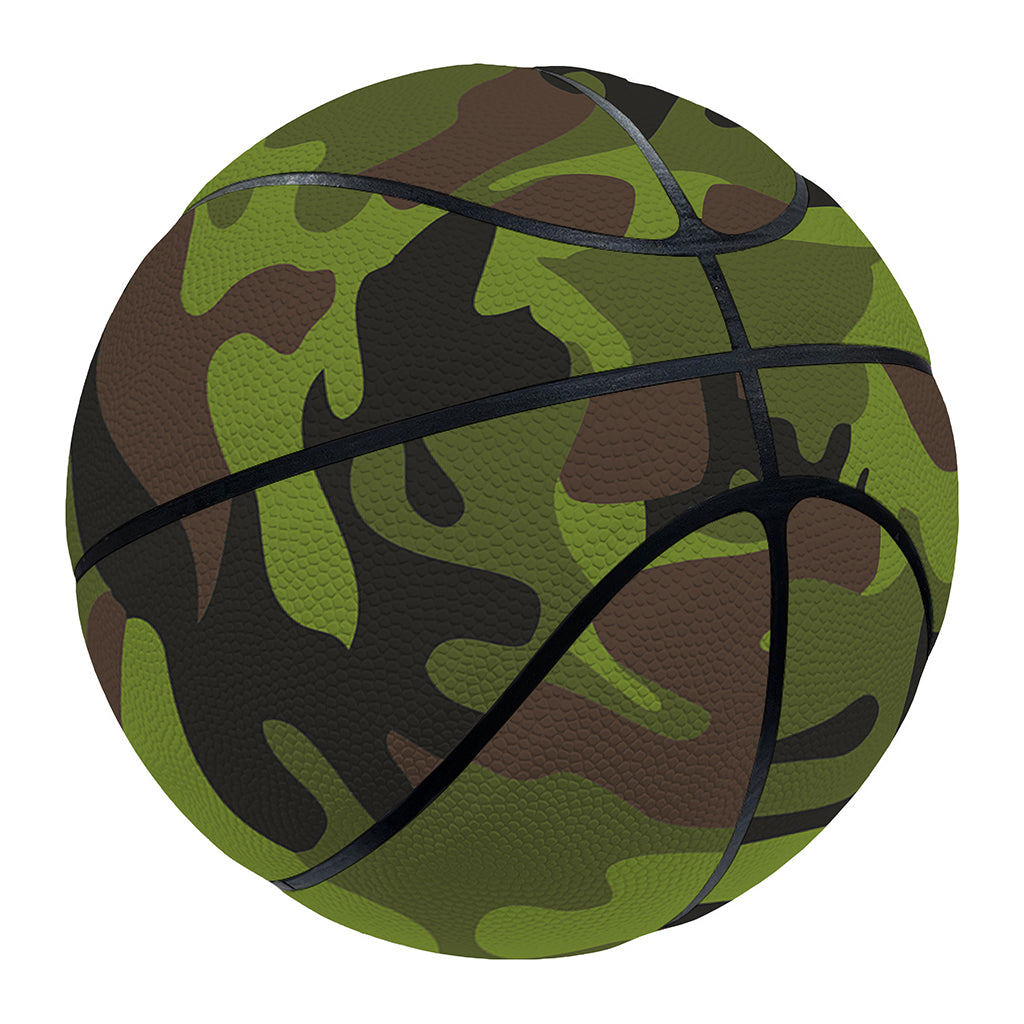 Dark Green And Black Camouflage Print Basketball