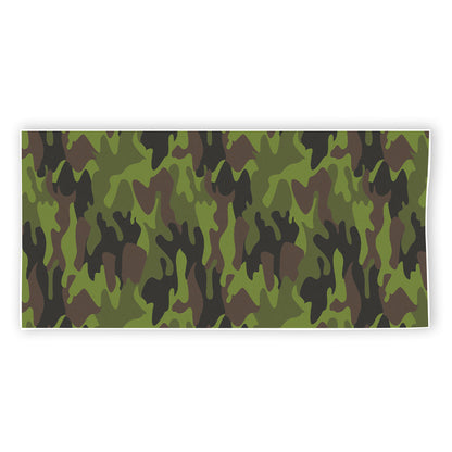 Dark Green And Black Camouflage Print Beach Towel
