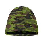 Dark Green And Black Camouflage Print Beanie