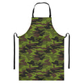 Dark Green And Black Camouflage Print Bib Apron With Pocket