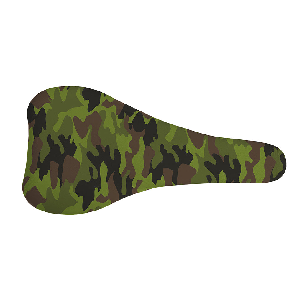 Dark Green And Black Camouflage Print Bicycle Seat Cover