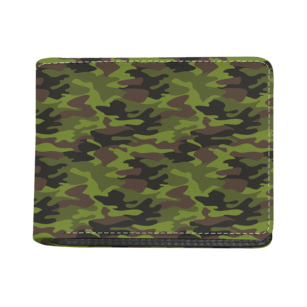 Dark Green And Black Camouflage Print Bifold Wallet