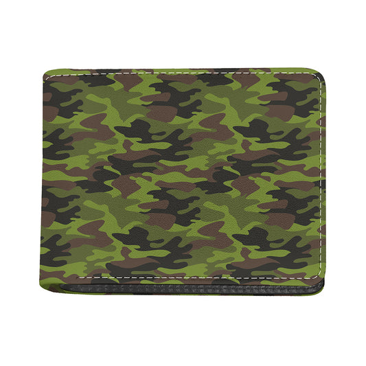 Dark Green And Black Camouflage Print Bifold Wallet