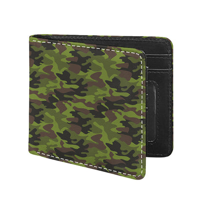 Dark Green And Black Camouflage Print Bifold Wallet
