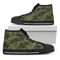 Dark Green And Black Camouflage Print Black High Top Sneakers