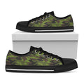 Dark Green And Black Camouflage Print Black Low Top Sneakers