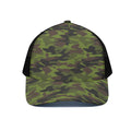 Dark Green And Black Camouflage Print Black Mesh Trucker Hat