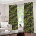 Dark Green And Black Camouflage Print Dimout Grommet Curtains