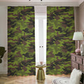 Dark Green And Black Camouflage Print Dimout Pencil Pleat Curtains