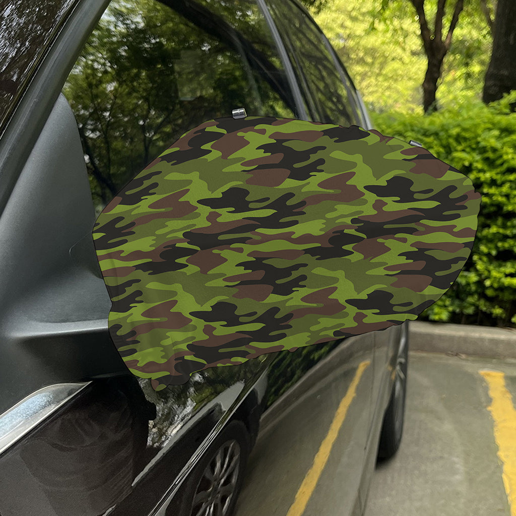 Dark Green And Black Camouflage Print Car Side Mirror Covers