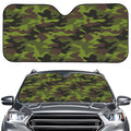 Dark Green And Black Camouflage Print Car Windshield Sun Shade