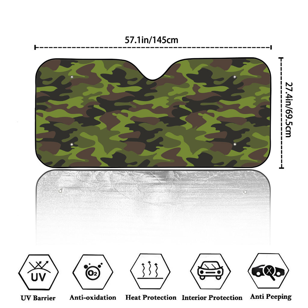 Dark Green And Black Camouflage Print Car Windshield Sun Shade