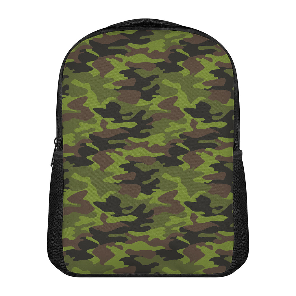Dark Green And Black Camouflage Print Casual Backpack