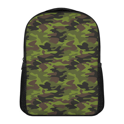 Dark Green And Black Camouflage Print Casual Backpack