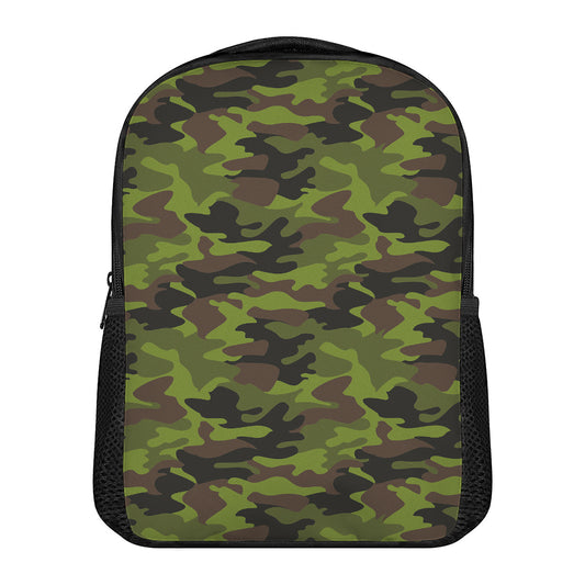Dark Green And Black Camouflage Print Casual Backpack