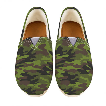 Dark Green And Black Camouflage Print Casual Shoes