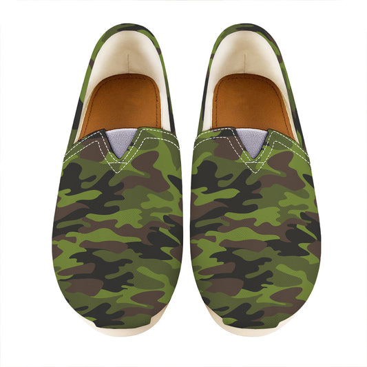 Dark Green And Black Camouflage Print Casual Shoes