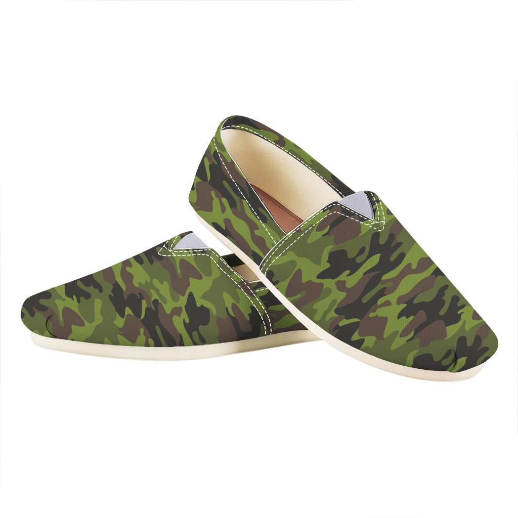 Dark Green And Black Camouflage Print Casual Shoes
