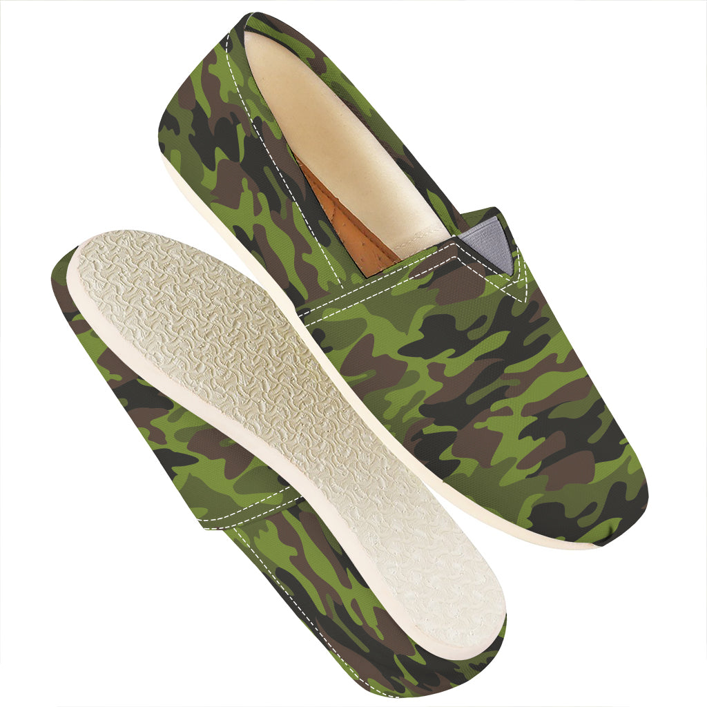 Dark Green And Black Camouflage Print Casual Shoes