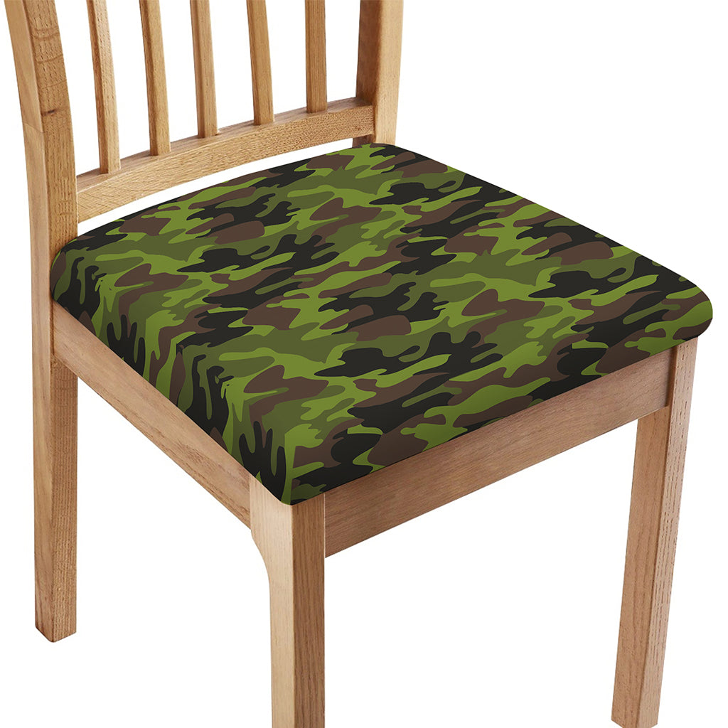 Dark Green And Black Camouflage Print Chair Cushion Cover