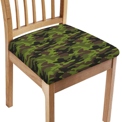 Dark Green And Black Camouflage Print Chair Cushion Cover