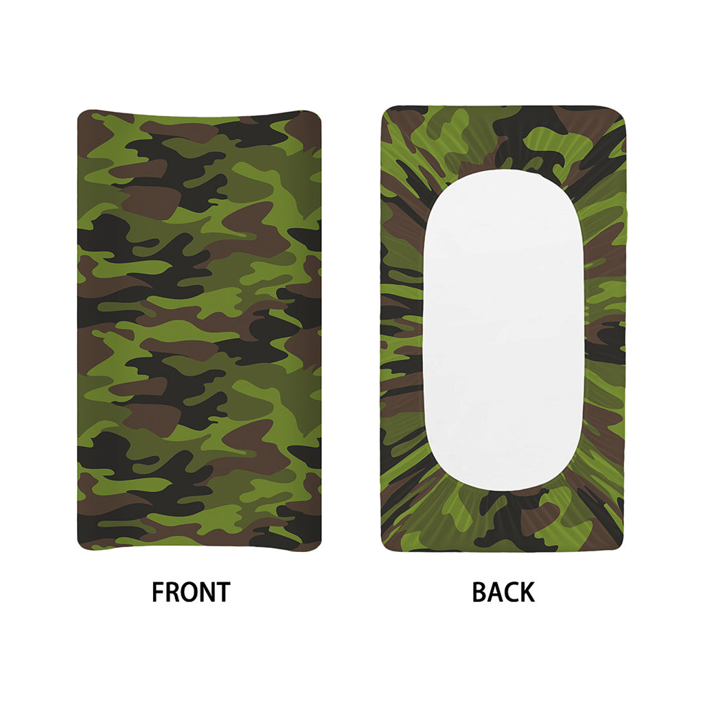 Dark Green And Black Camouflage Print Changing Pad Cover