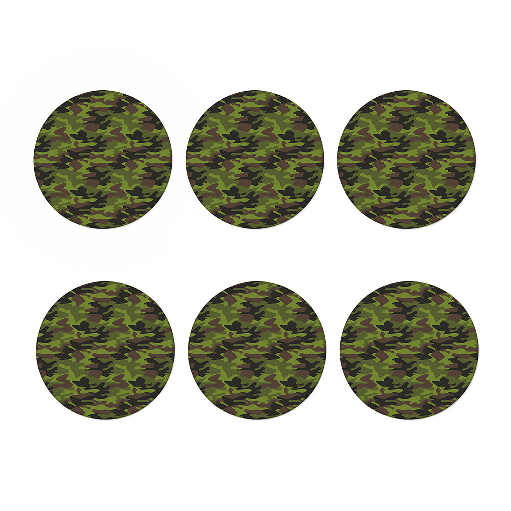 Dark Green And Black Camouflage Print Coaster Set