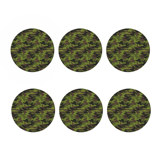 Dark Green And Black Camouflage Print Coaster Set
