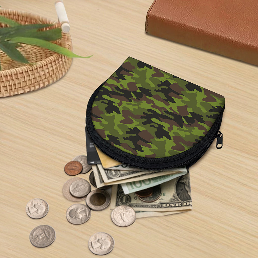 Dark Green And Black Camouflage Print Coin Purse