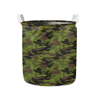 Dark Green And Black Camouflage Print Collapsible Laundry Basket