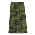 Dark Green And Black Camouflage Print Cotton Front Slit Maxi Skirt