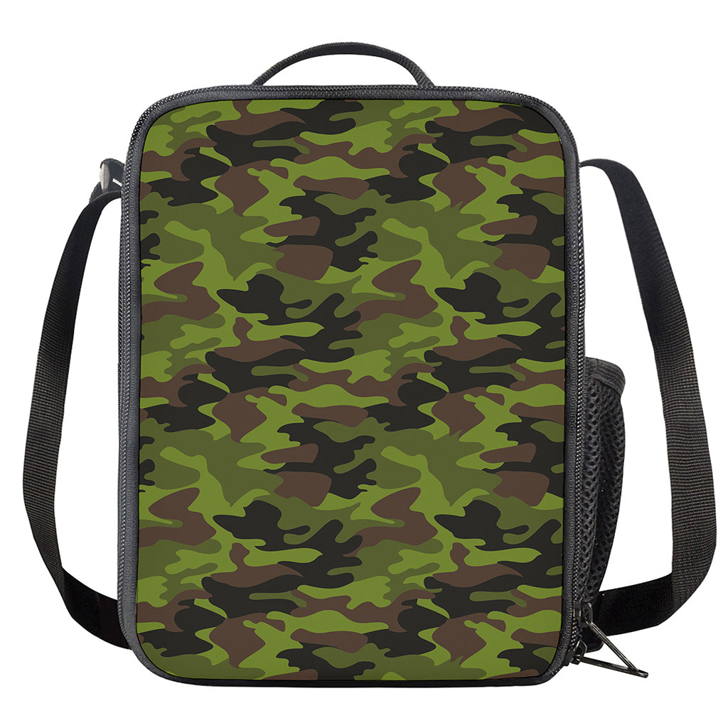 Dark Green And Black Camouflage Print Crossbody Lunch Bag