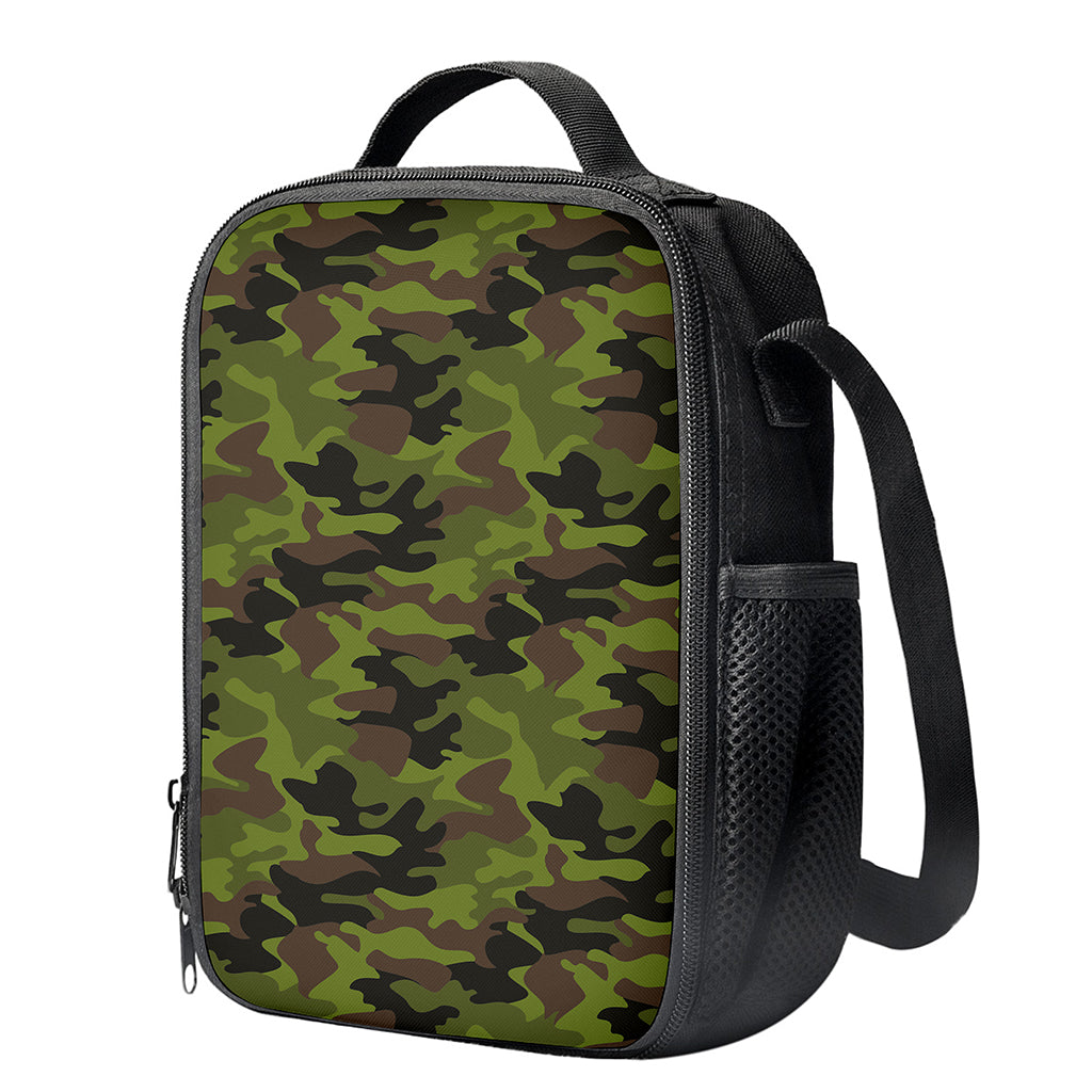 Dark Green And Black Camouflage Print Crossbody Lunch Bag