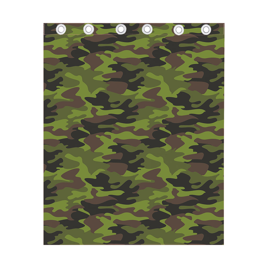 Dark Green And Black Camouflage Print Curtain