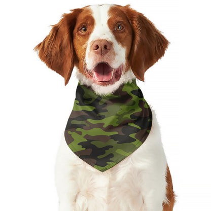 Dark Green And Black Camouflage Print Dog Bandana
