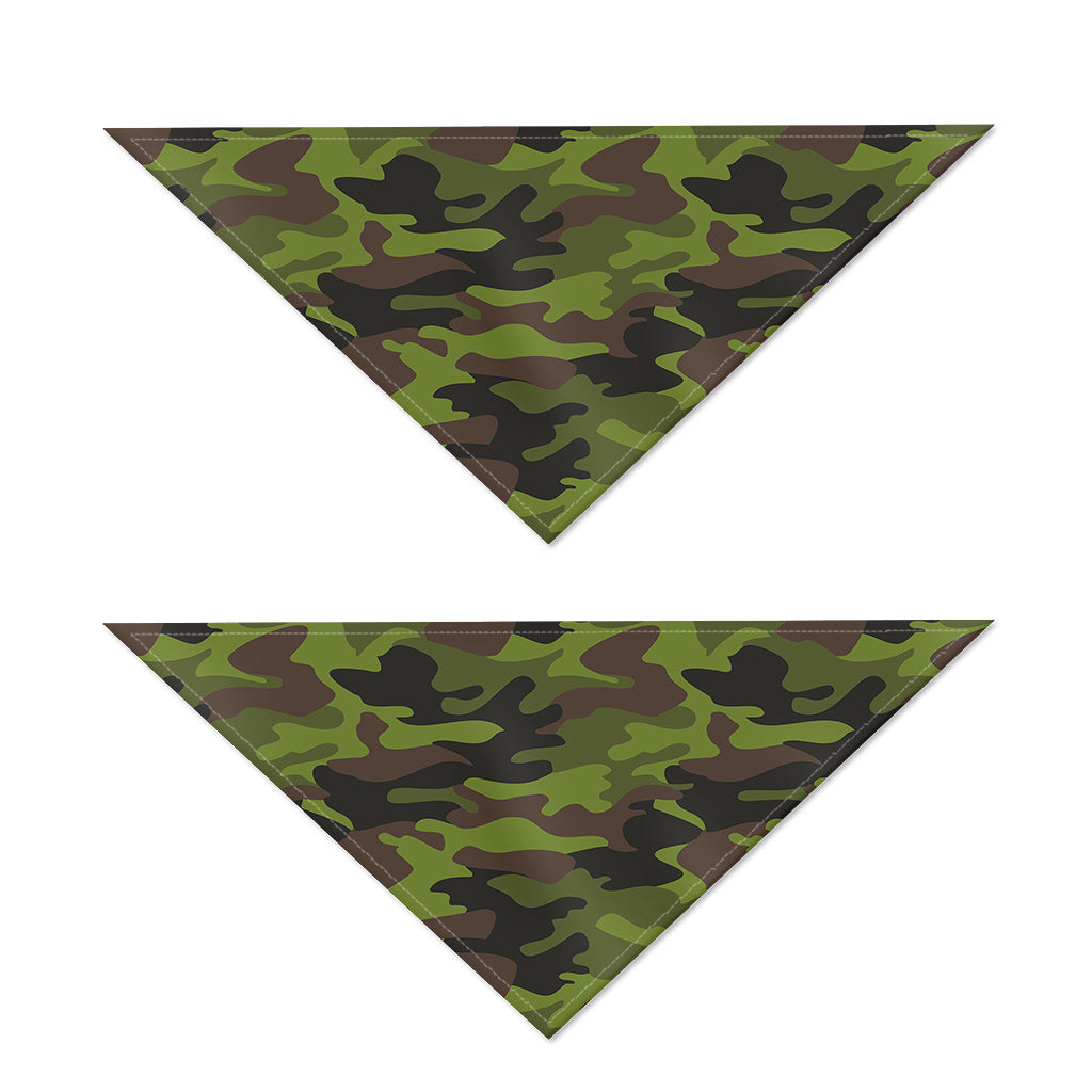 Dark Green And Black Camouflage Print Dog Bandana