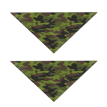 Dark Green And Black Camouflage Print Dog Bandana
