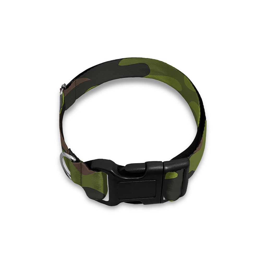 Dark Green And Black Camouflage Print Dog Collar