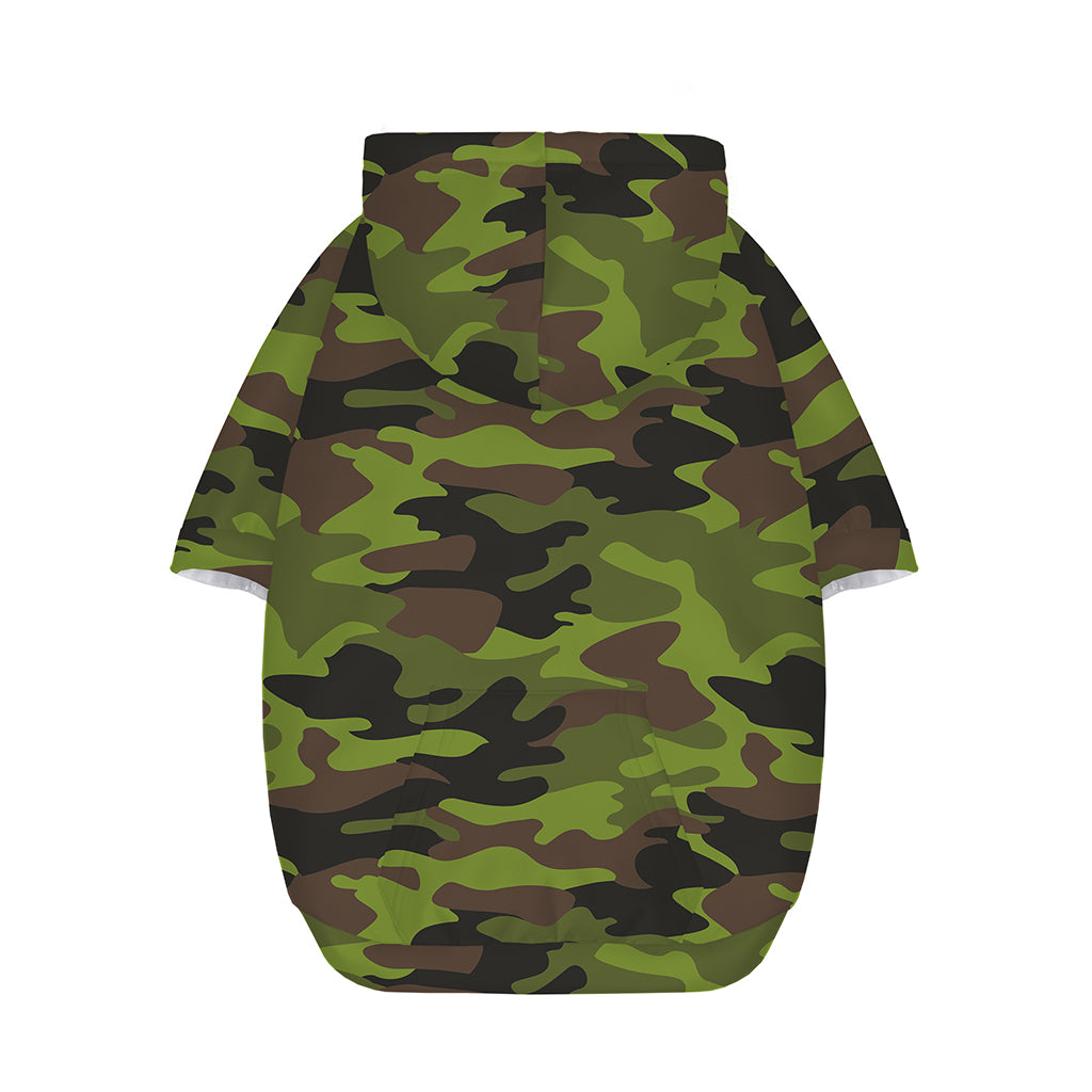 Dark Green And Black Camouflage Print Dog Zip Up Hoodie