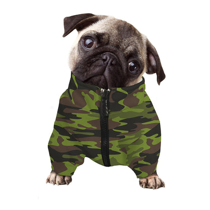 Dark Green And Black Camouflage Print Dog Zip Up Jacket