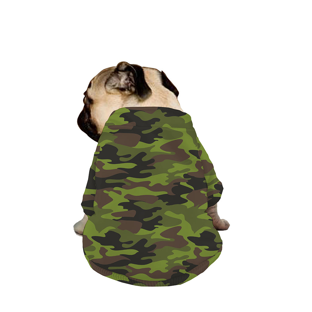 Dark Green And Black Camouflage Print Dog Zip Up Jacket