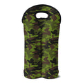 Dark Green And Black Camouflage Print Double Neoprene Wine Tote