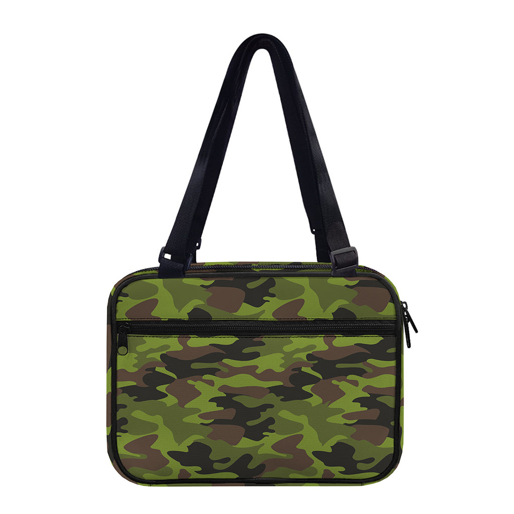 Dark Green And Black Camouflage Print Double Strap Bible Bag