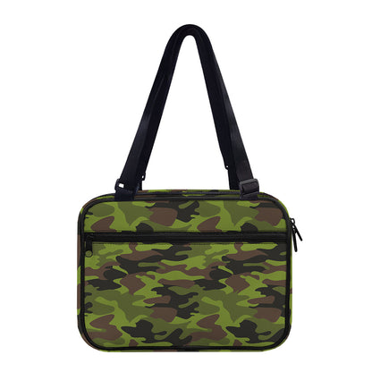 Dark Green And Black Camouflage Print Double Strap Bible Bag