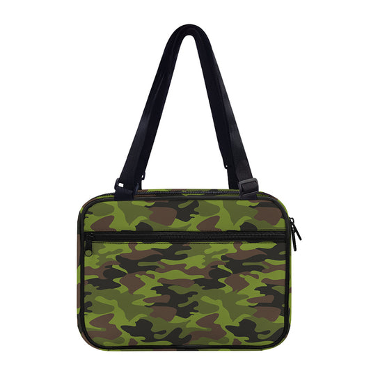 Dark Green And Black Camouflage Print Double Strap Bible Bag