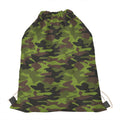 Dark Green And Black Camouflage Print Drawstring Bag